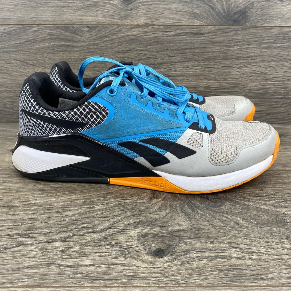 Reebok Nano X2 Training Shoes Mens 8.5 Blue Black Orange Crossfit Gym Sneaker